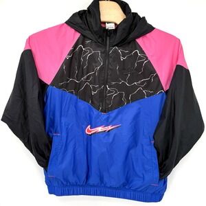 Nike Electric Anorak Jacket Multicolor FJ1634-480 Warm Up Track Large 1/4 Zip